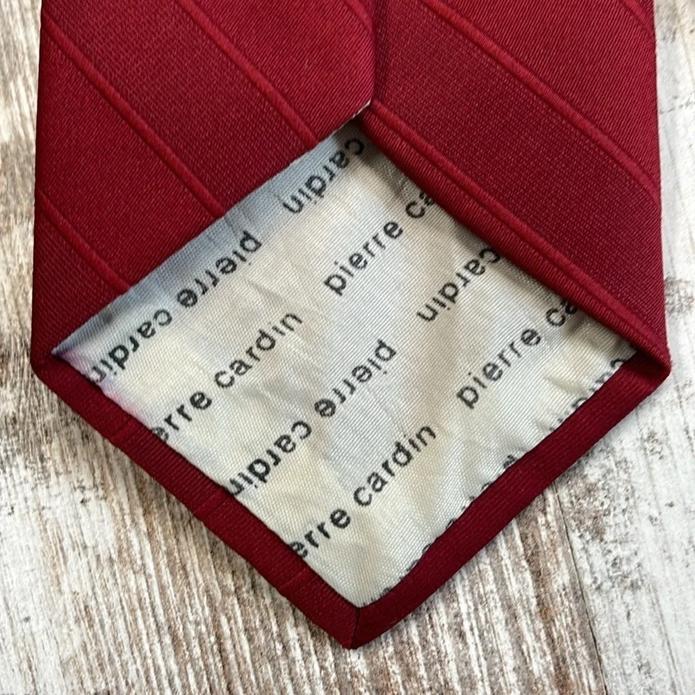 Pierre Cardin Paris New York Vintage Burgundy Stripe Tie With Logo